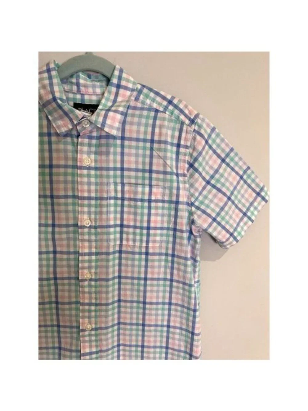 Children's Place Boys Button Down Shirt Size L 10/12 Pastel Striped Easter Sprin